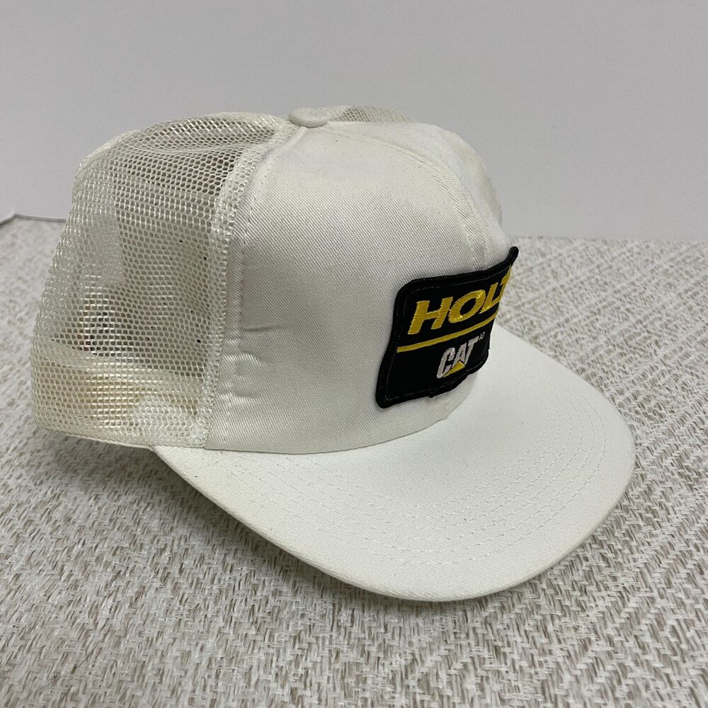 Vintage Holt CAT Mens Snapback Trucker Mesh Cap HAT Made in USA